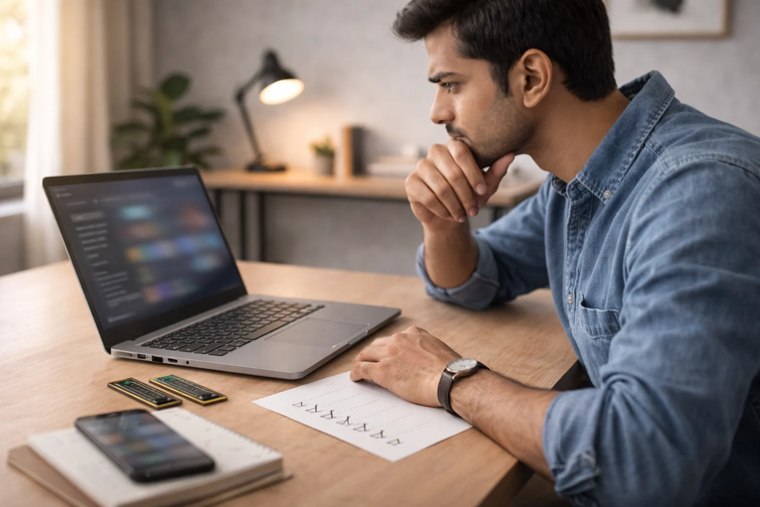 Laptop speed checklist with SSD, 16GB RAM and modern processor setup