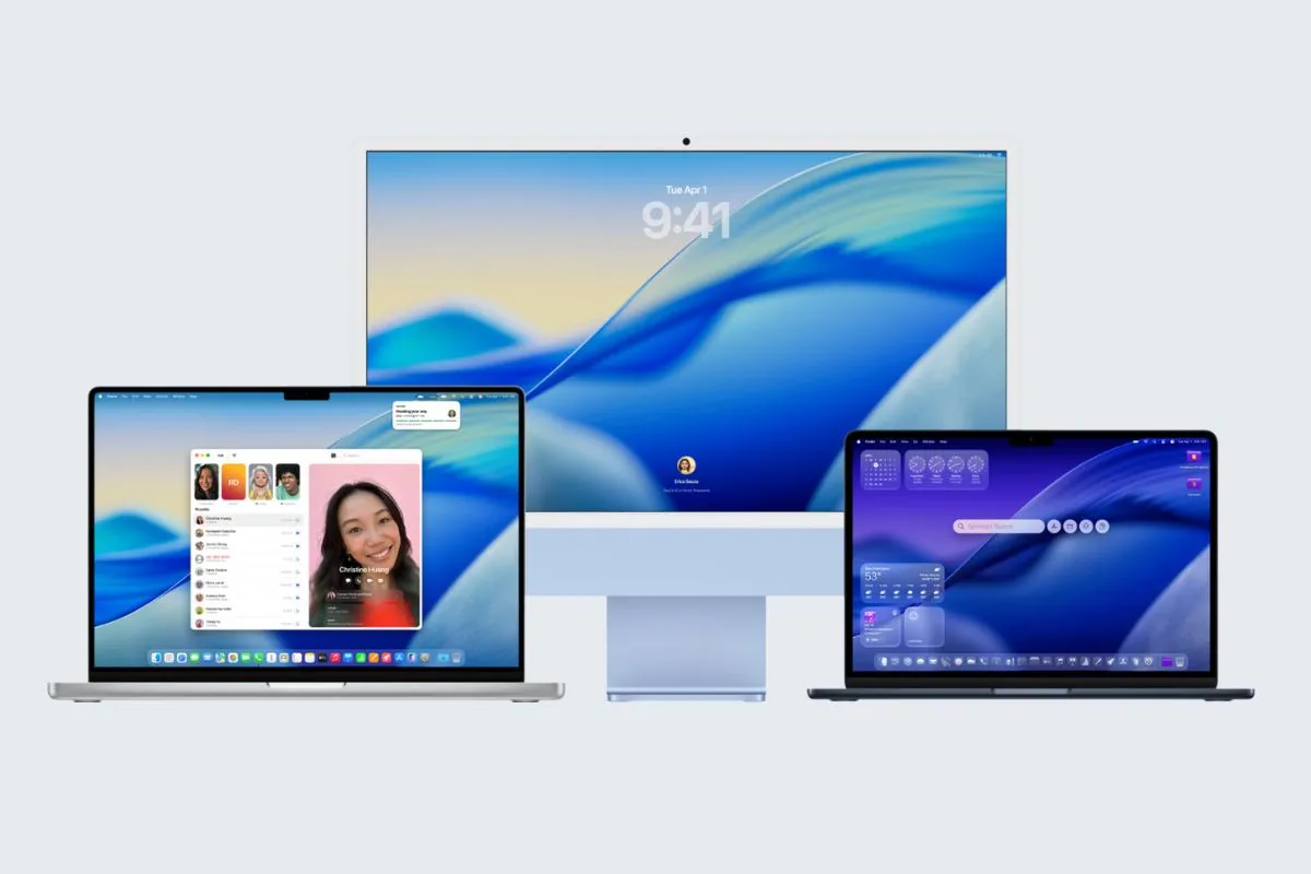 macOS Tahoe 26 Release Date timeline infographic with Apple Magic Keyboard and iPhone