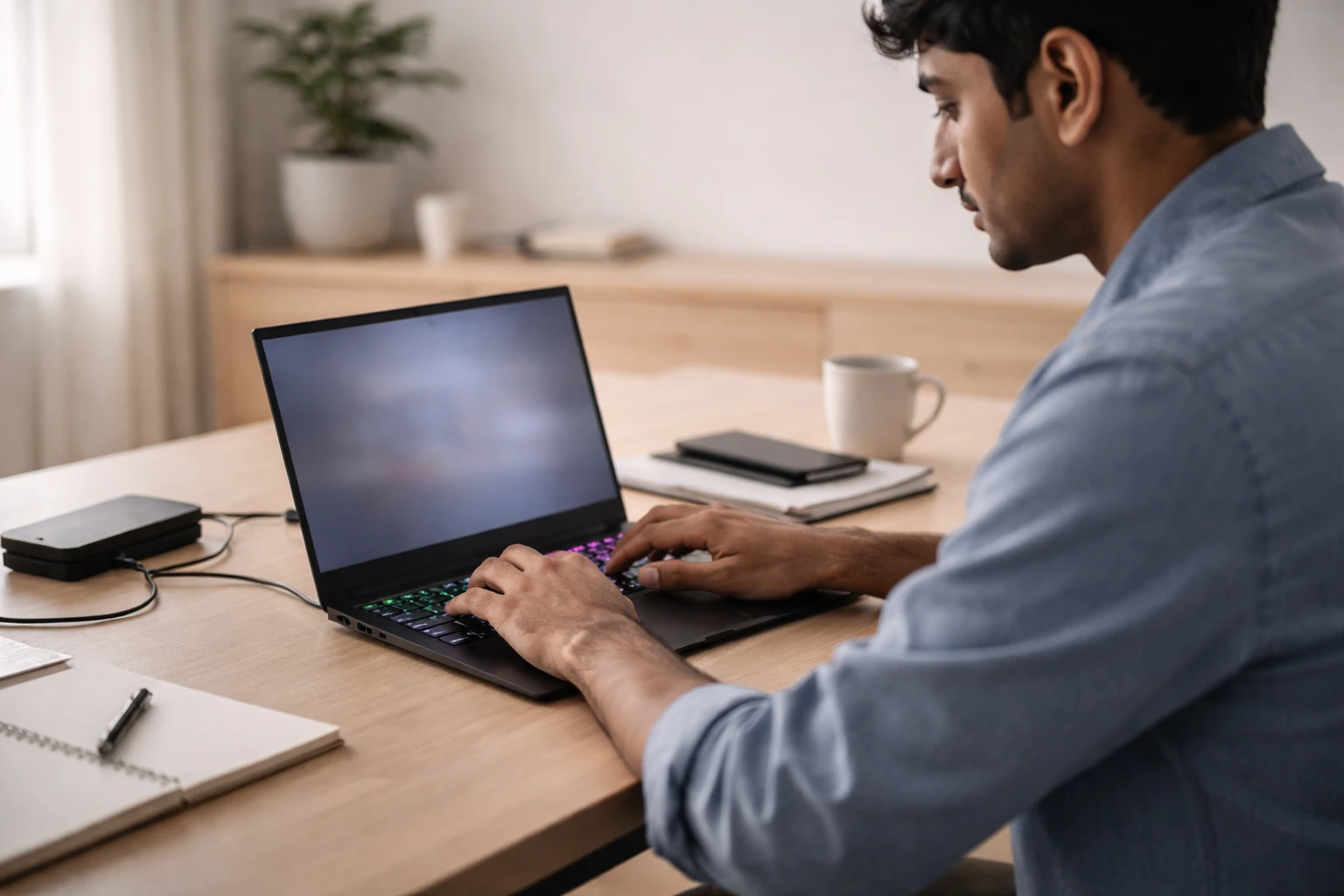 Gaming laptop with best battery life used for office work in daylight