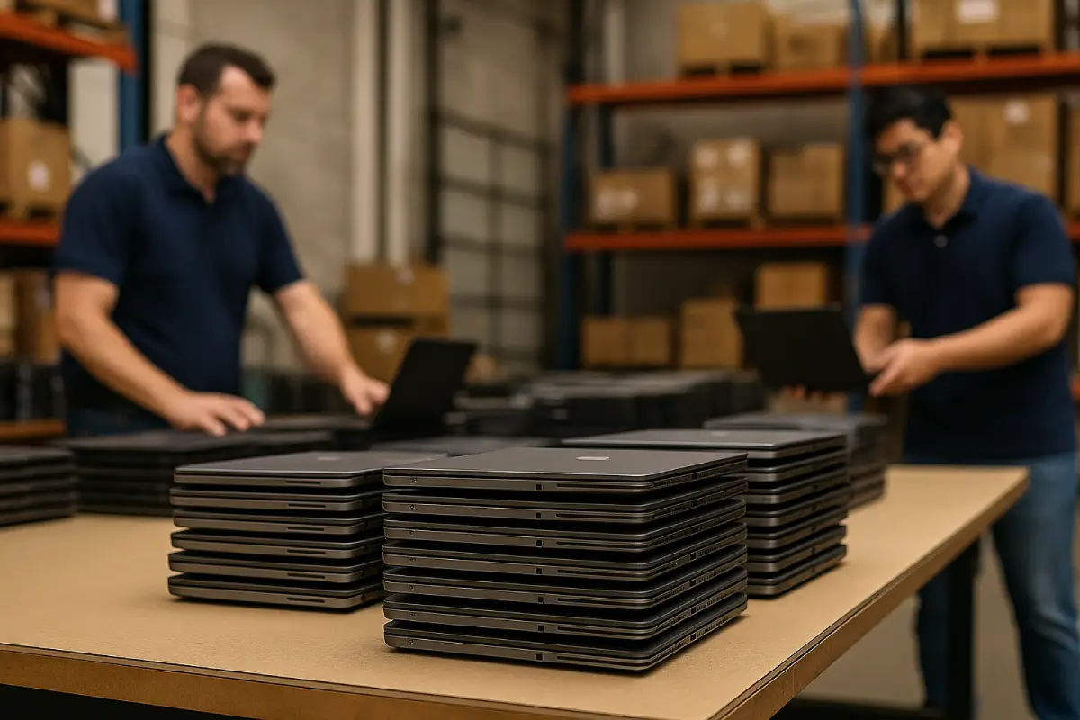 Bulk laptop rentals for corporate events prepared for delivery