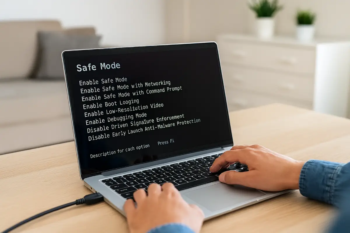 laptop screen showing safe mode during black screen fix