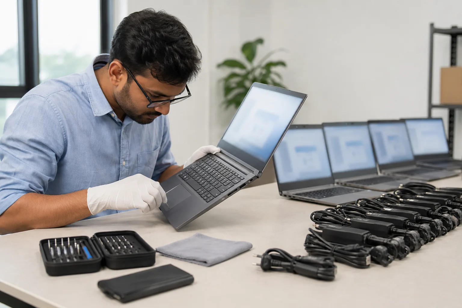 Device inspection before bulk laptop rental