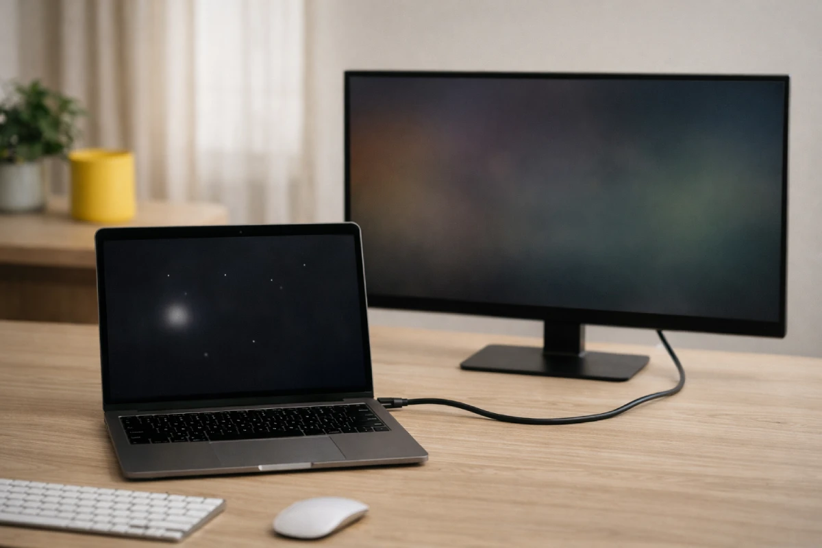 External monitor HDMI test to confirm white dots in laptop screen are panel related