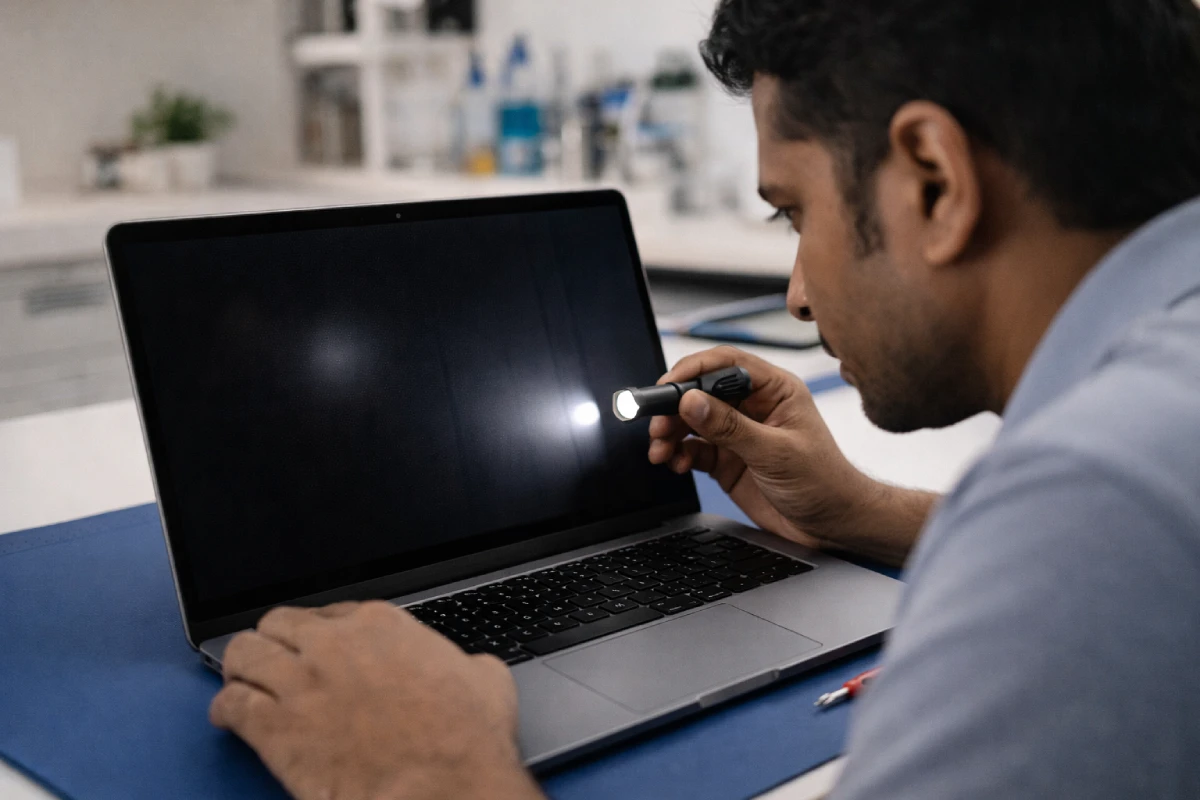 White spot on display with lines or flicker needs laptop screen service