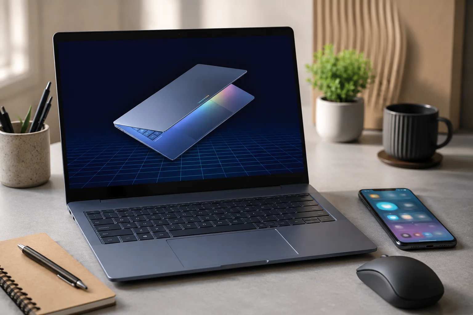 googlebook features with AI laptop and Android phone