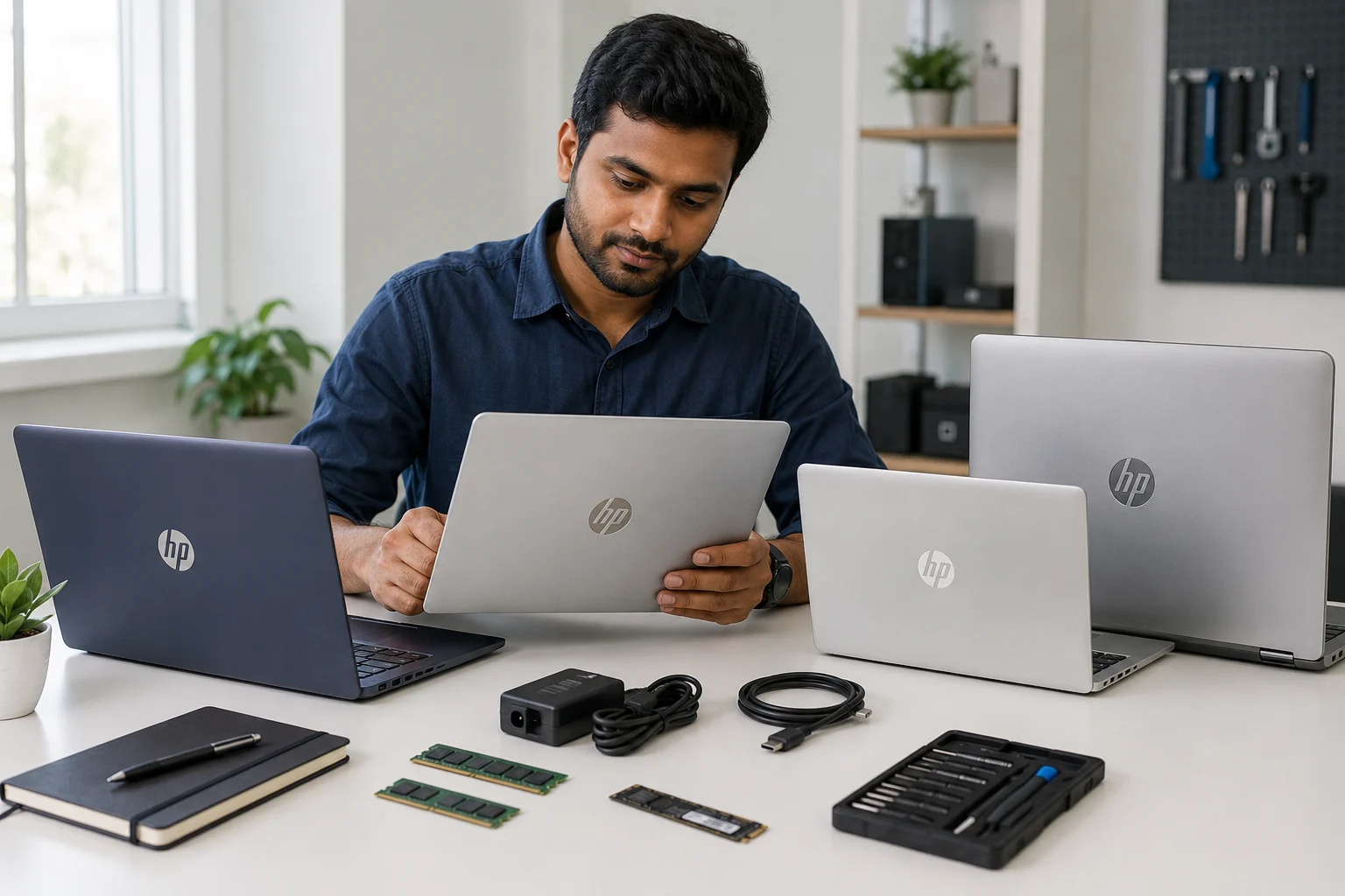 HP laptop buying checklist with RAM SSD and processor