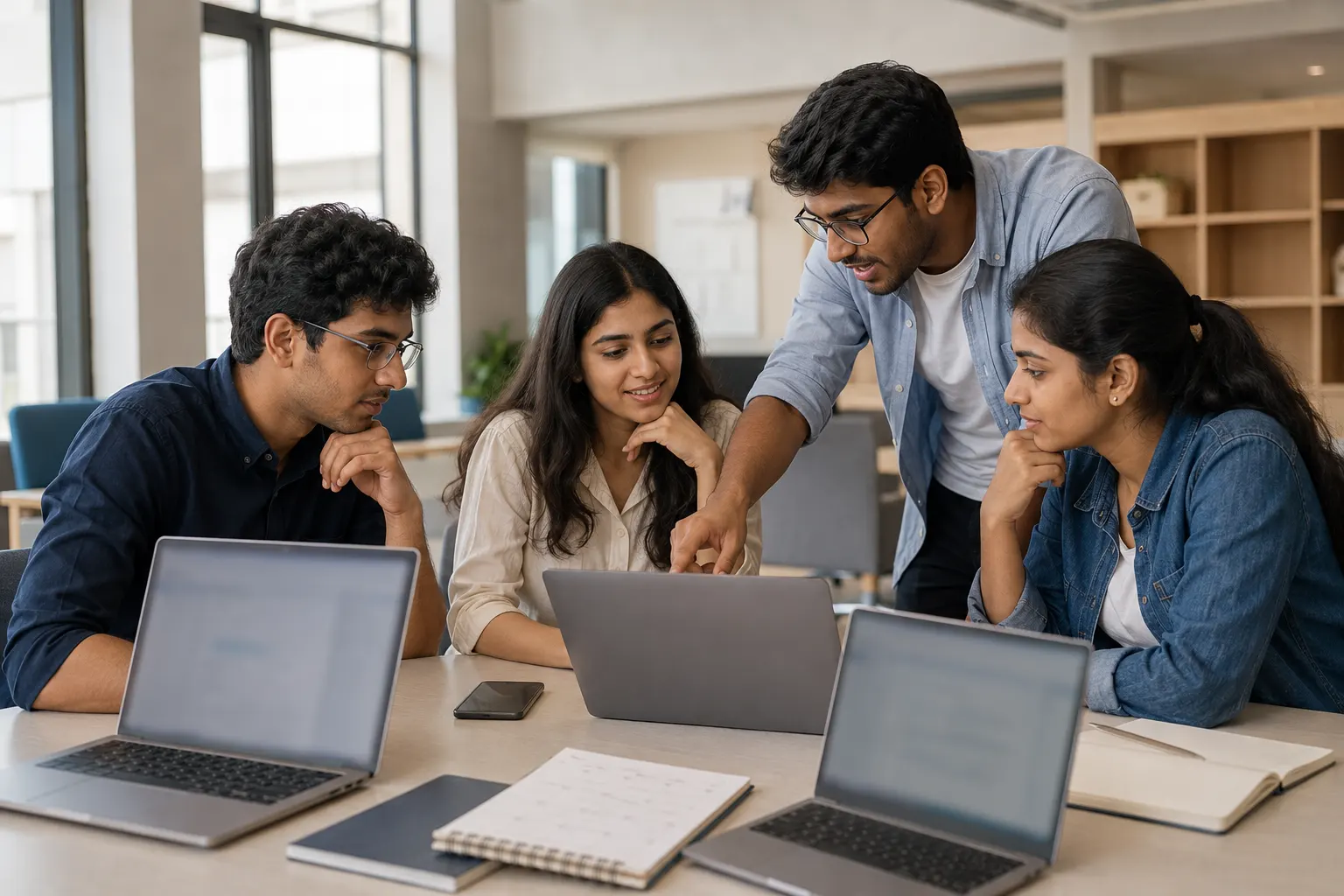  Indian students reviewing new google launch laptop options