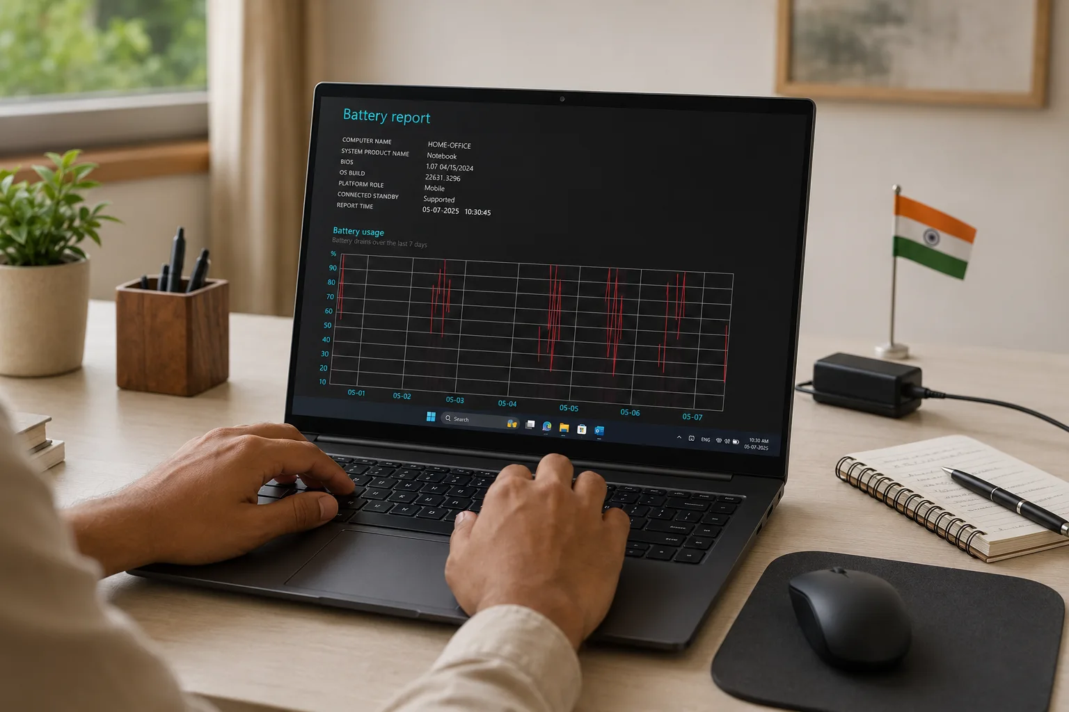 how to check battery health in laptop on Windows