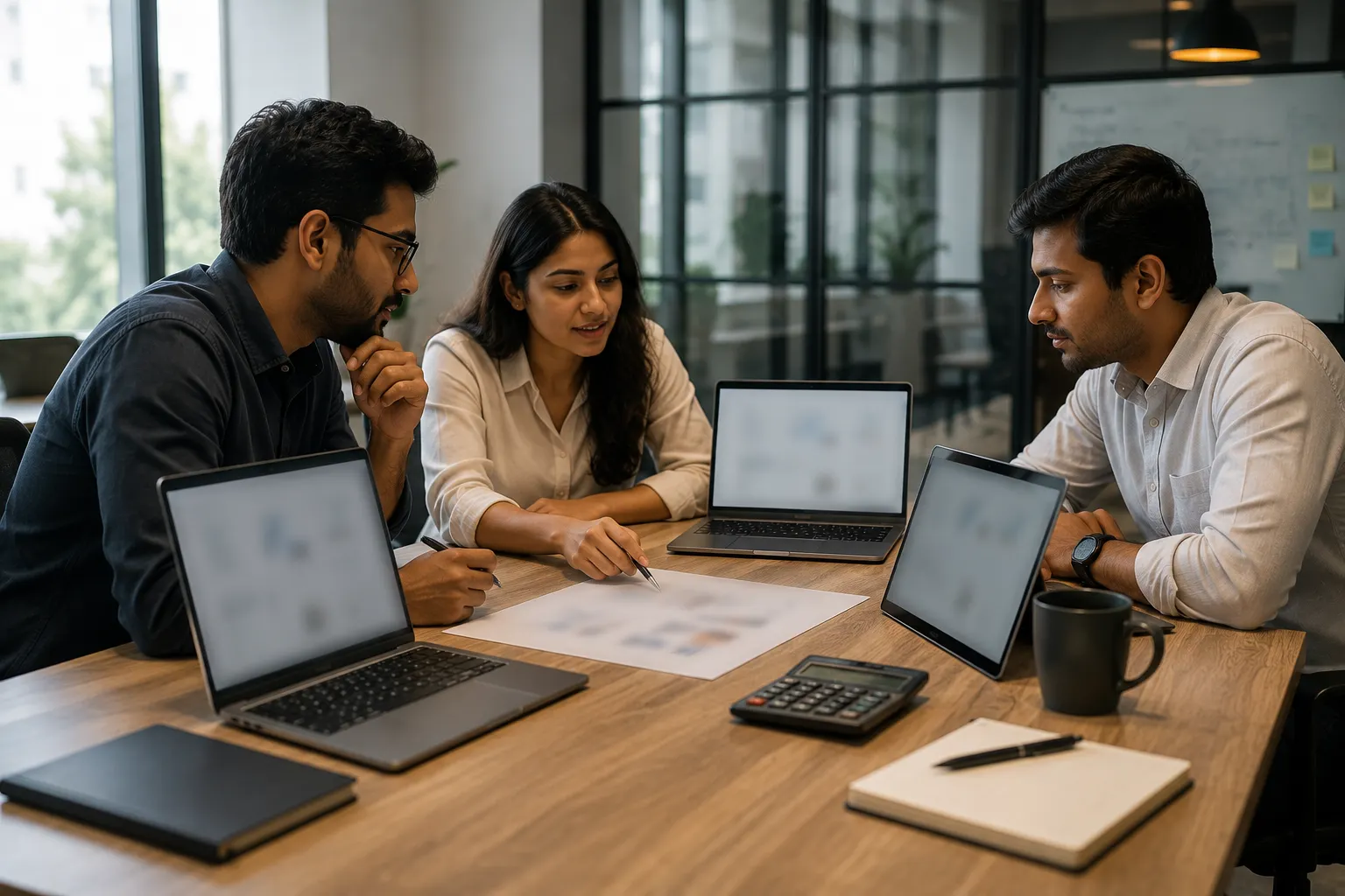  Startup team reviewing Mac laptop price impact in India