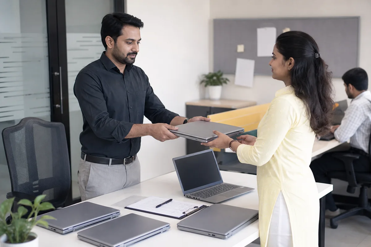 Laptop handover for an Indian project-based team