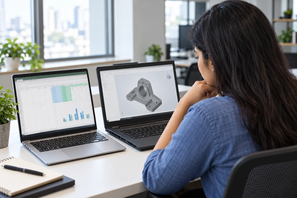 Creative professional using a laptop with a dedicated graphics card for 3D work