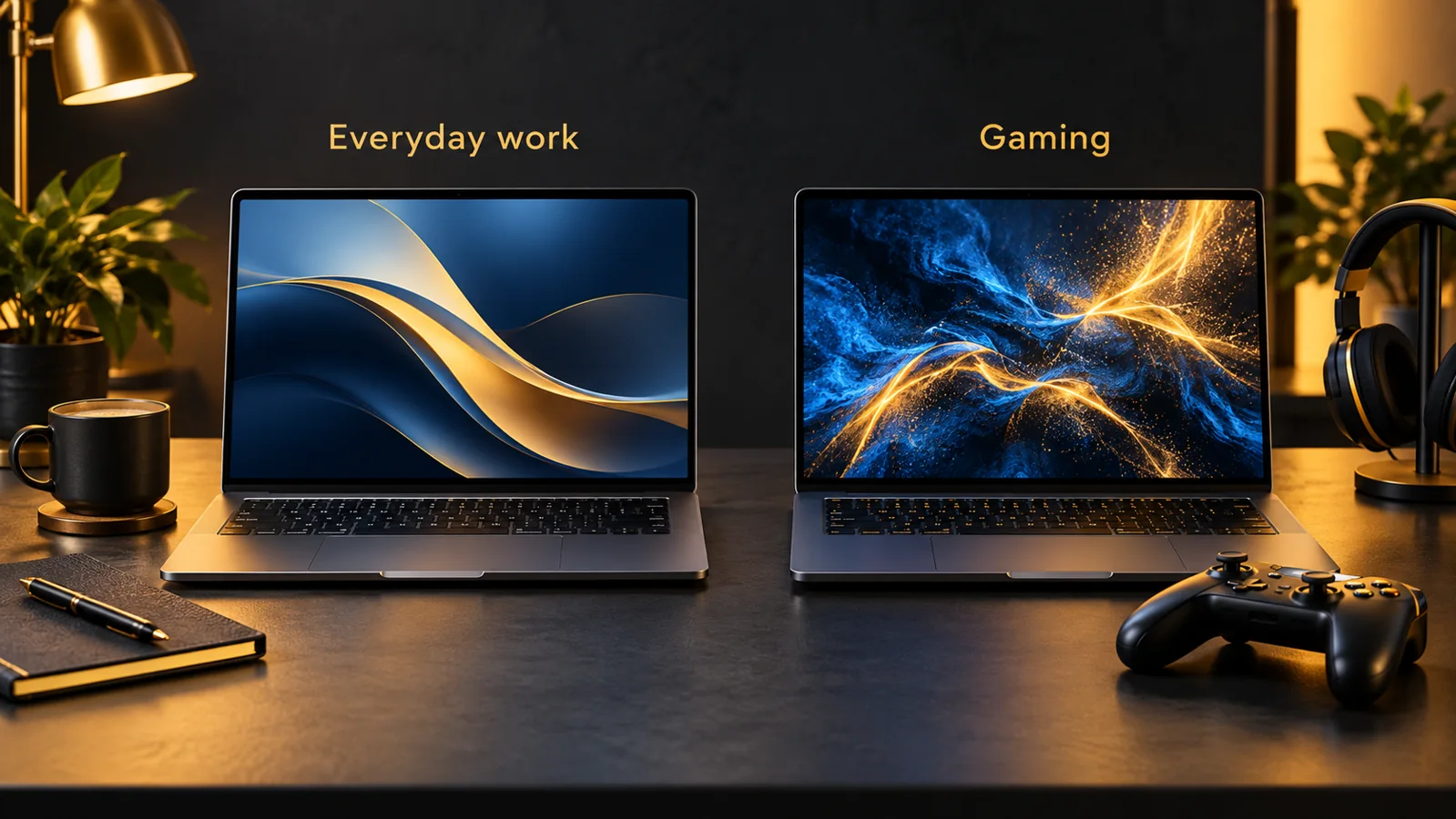 Laptop setups for everyday work and high refresh rate gaming