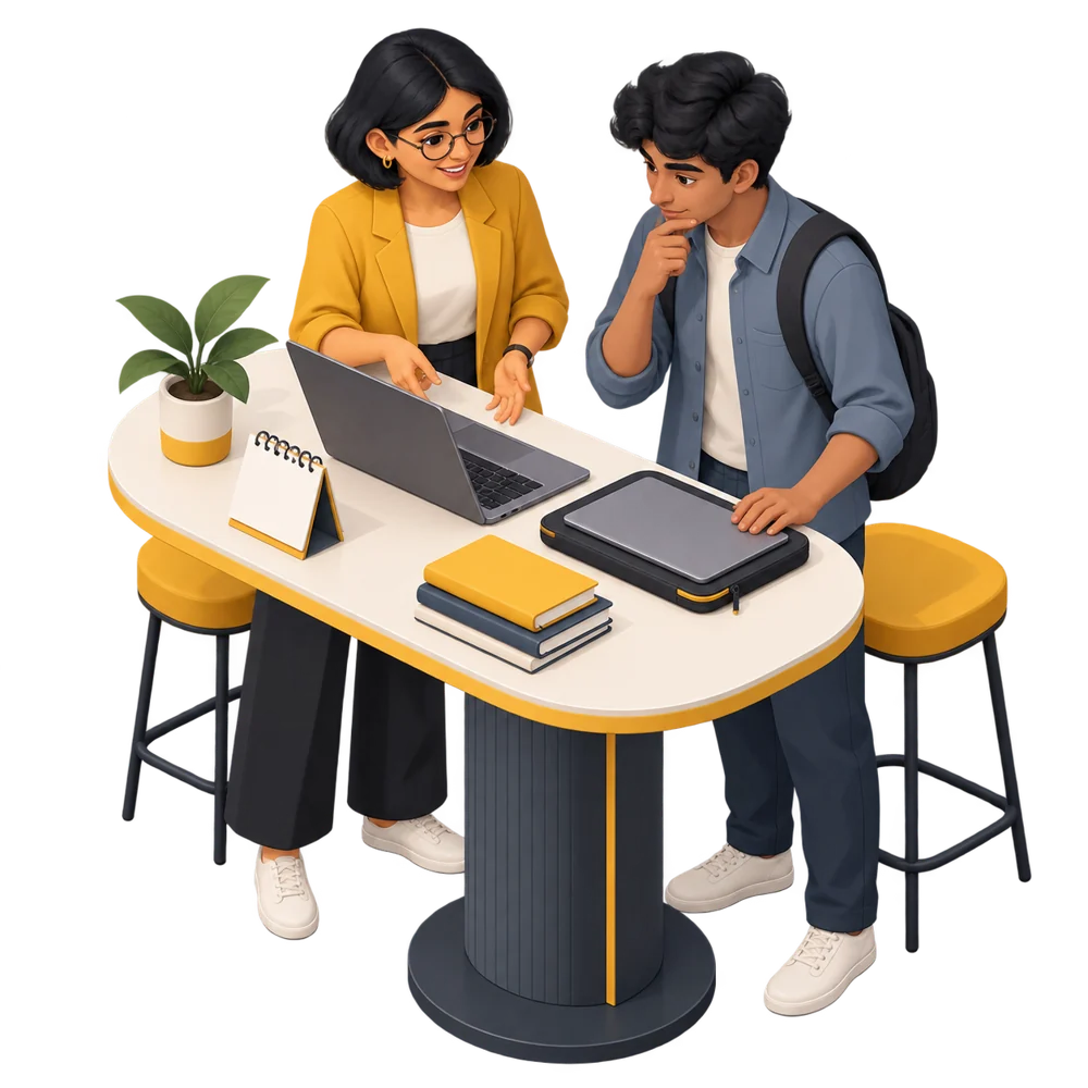 Illustration of a laptop consultation for laptops for rent in Meerut